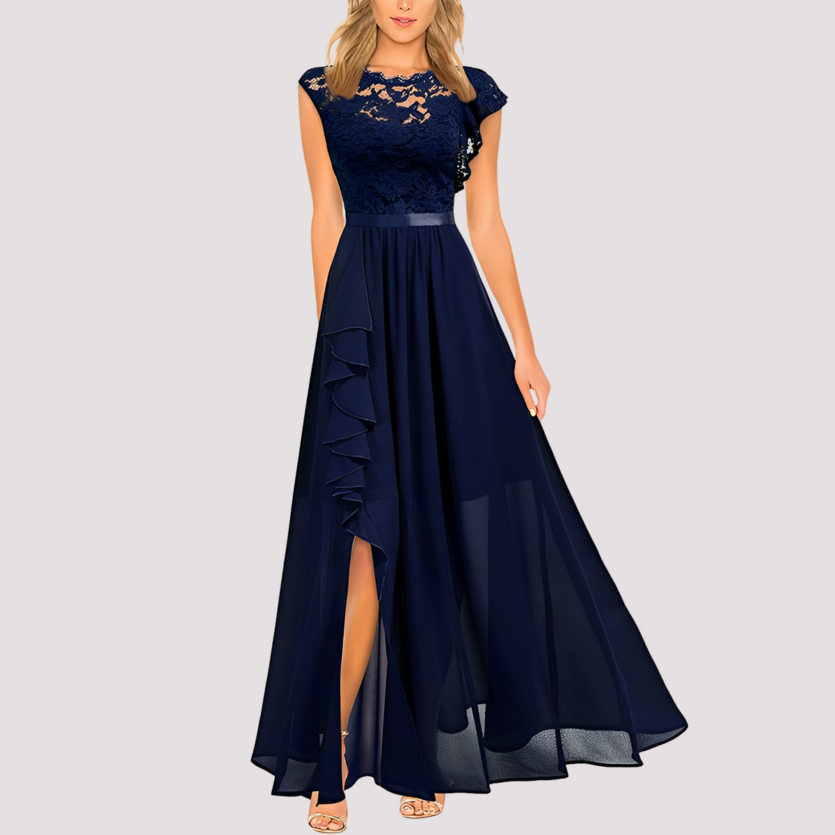 Anne - Robe longue chic à taille haute pour femmes