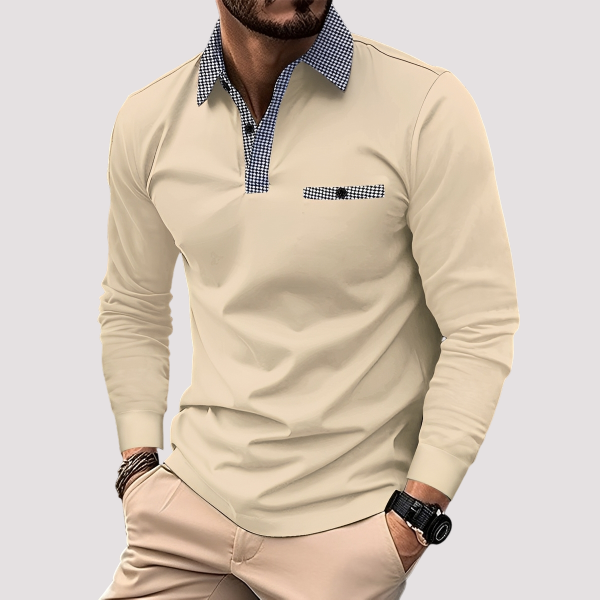 Aidan - Polo chic à manches longues pour hommes