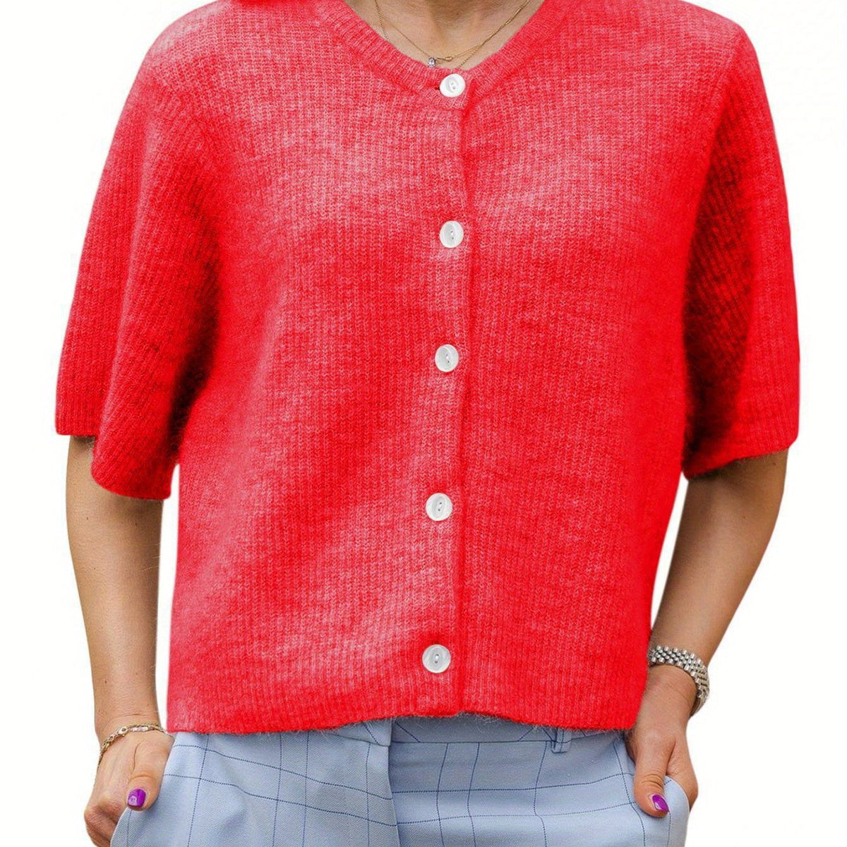 Margie - Cardigan large à manches courtes pour femmes