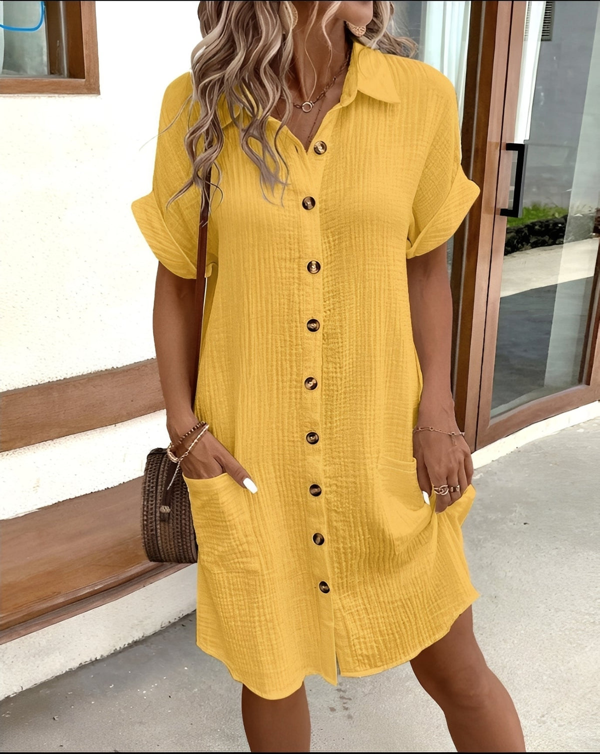 Shelley - Robe-chemise agréable avec patte de boutonnage pour femmes