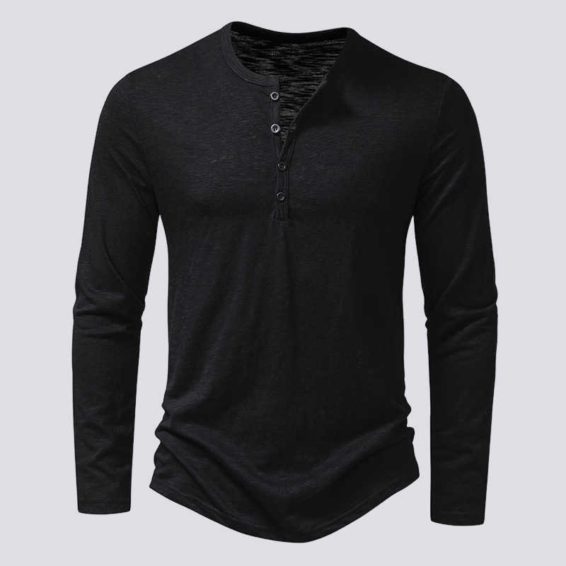 Tony - Chemise décontractée à manches longues avec patte de boutonnage pour hommes
