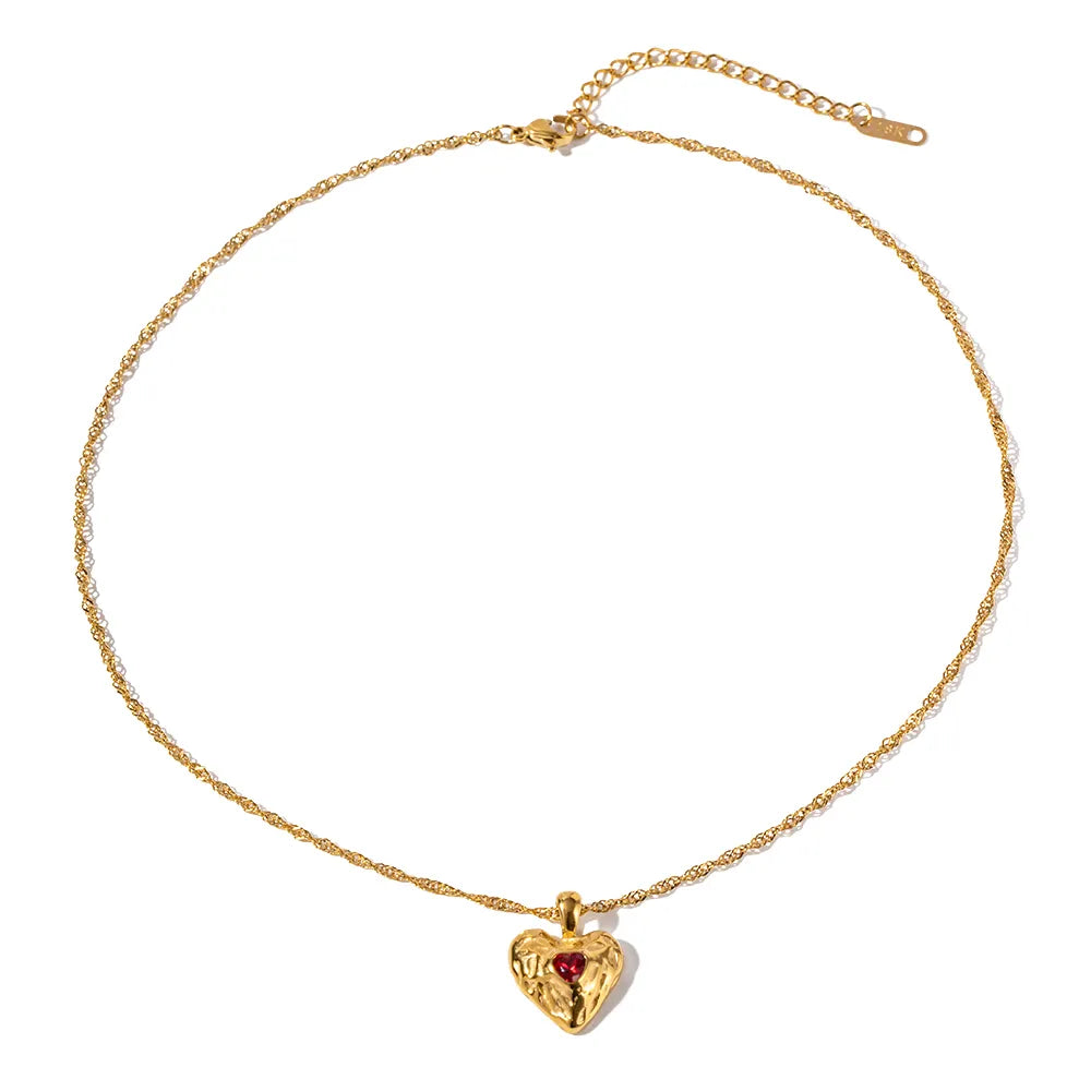 Vesper - Collier de Cœur Rouge en Or