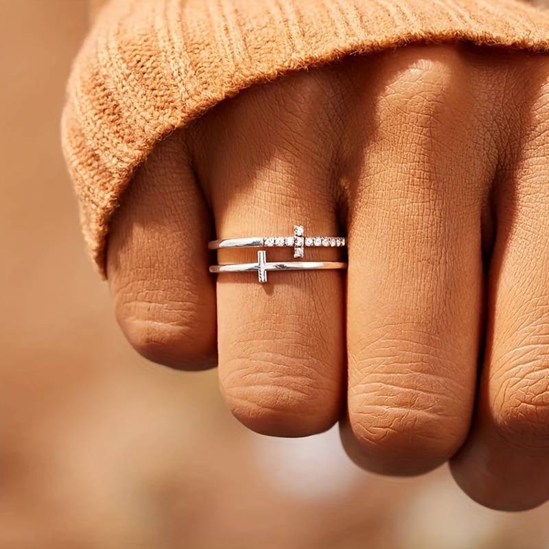 Double barre - bague croisée délicate
