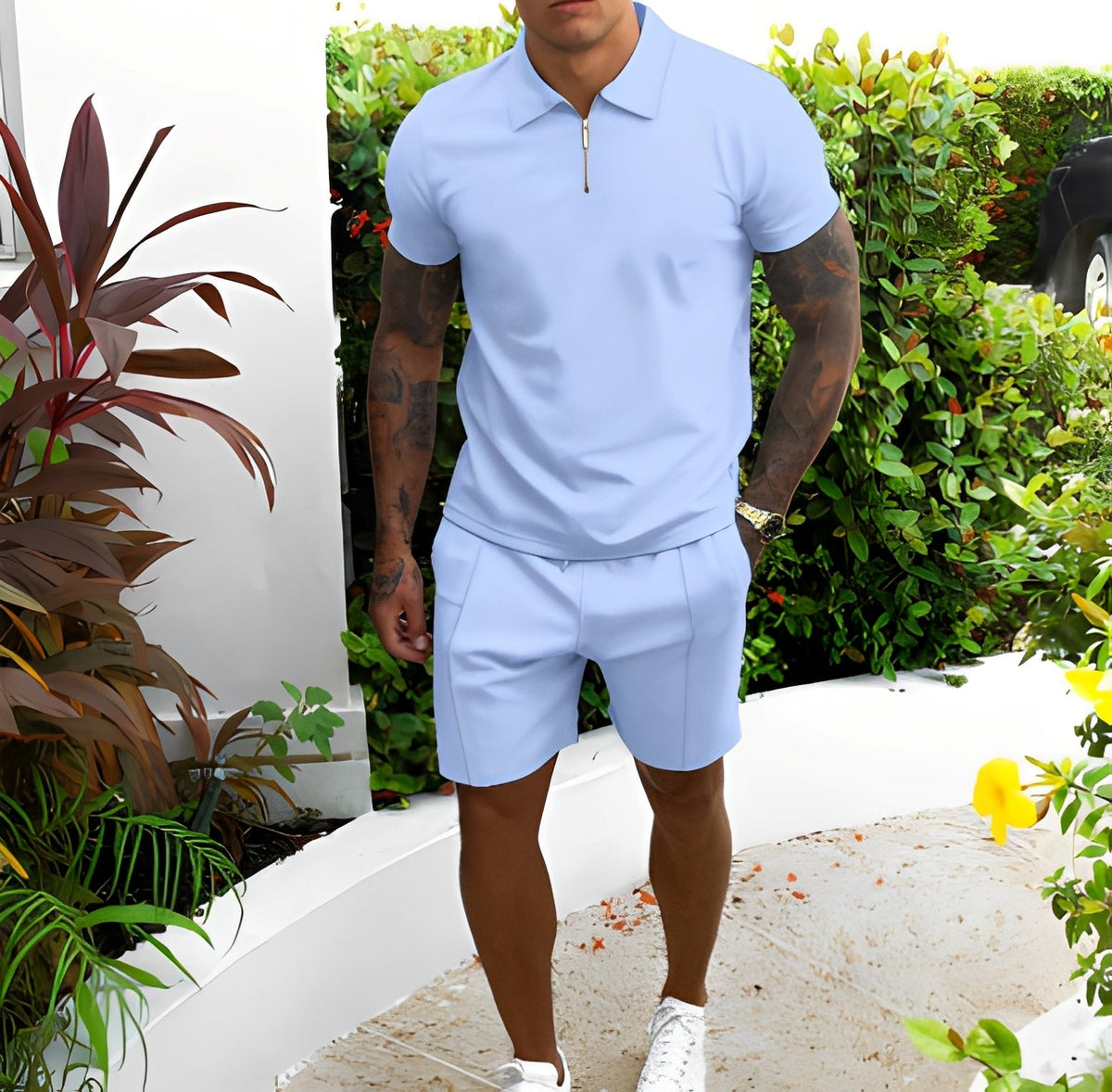Richard - Ensemble décontracté composé d'un polo et de shorts pour hommes