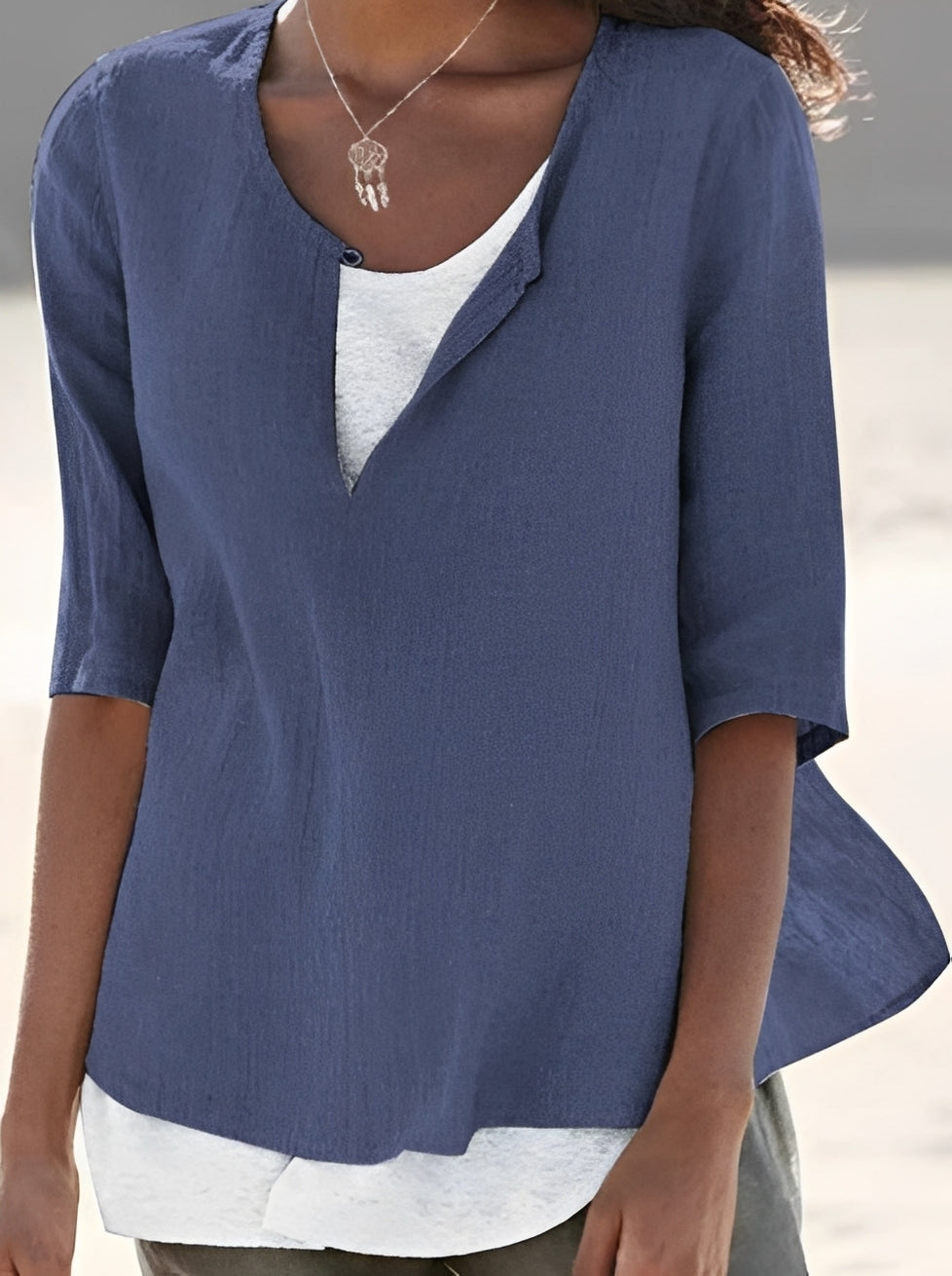 Charlie - Chemise décontractée ample à manches 3/4 pour femmes