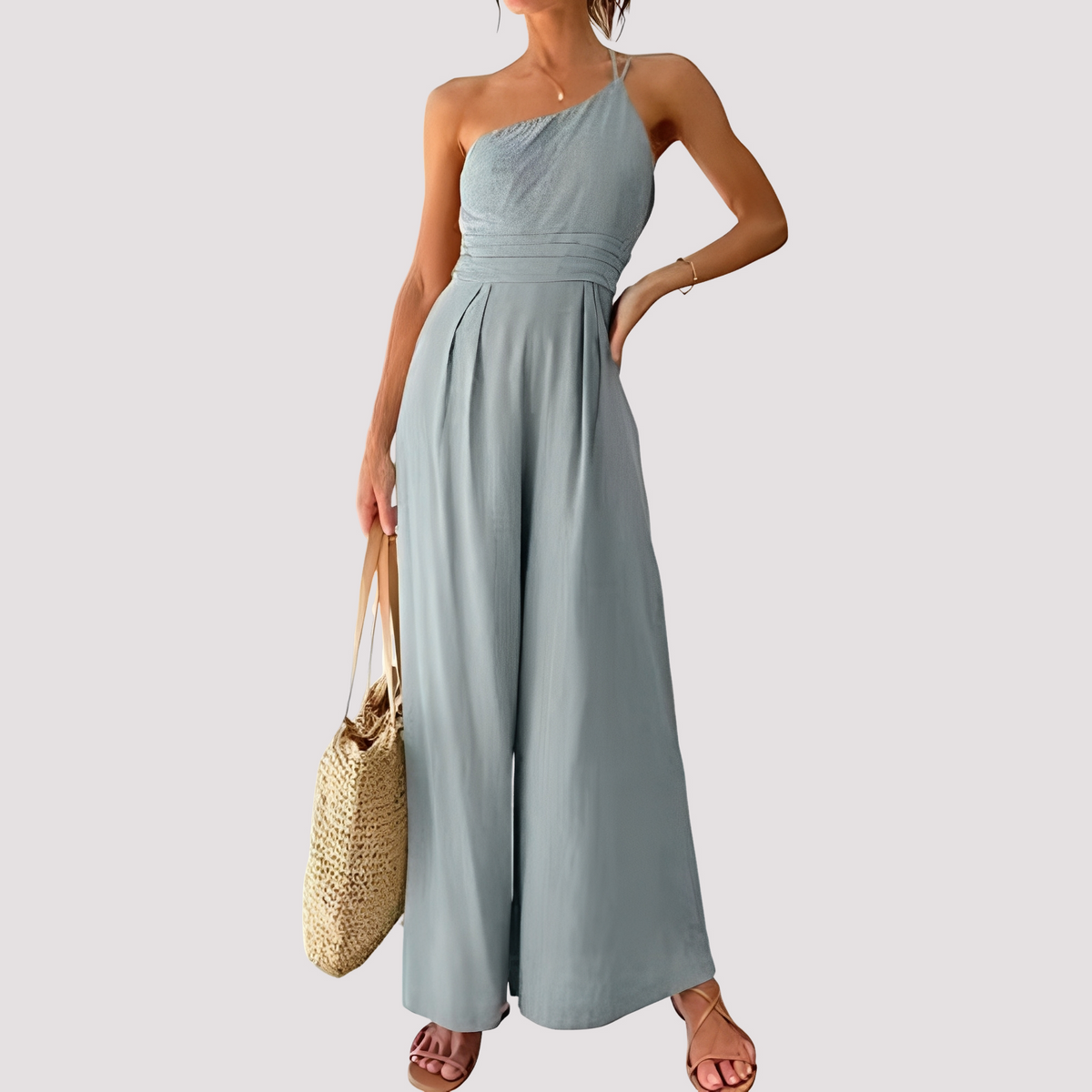 Carla - Combinaison femme élégante à une épaule avec jambes larges