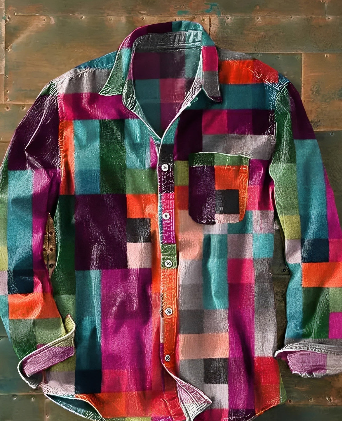 Theo - Chemise classique à manches longues avec motif pour hommes