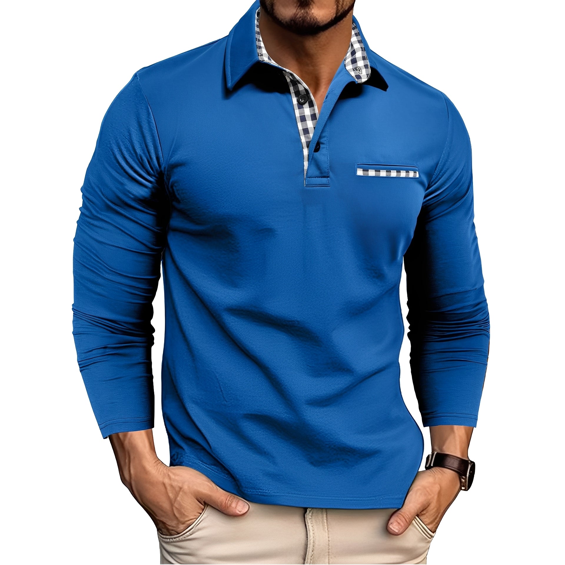 Charel - Polo à manches longues décontracté pour homme