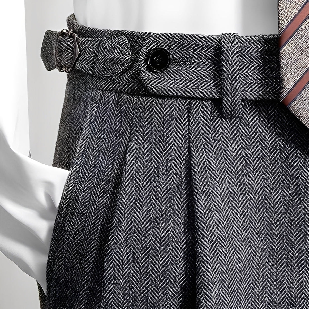 Osbert - Pantalon en laine tweed décontracté pour hommes