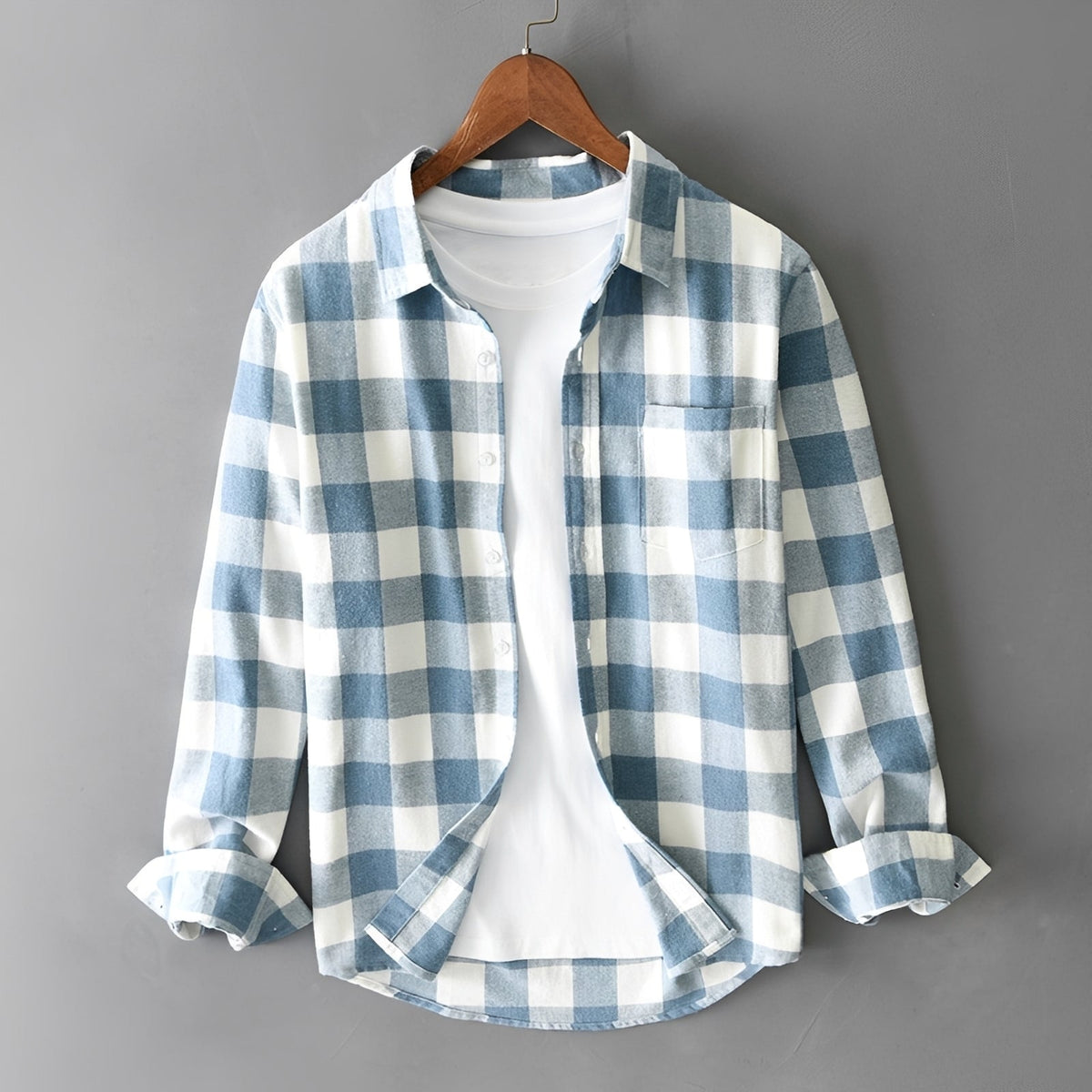 Martin - Chemise à carreaux chic avec volants pour hommes