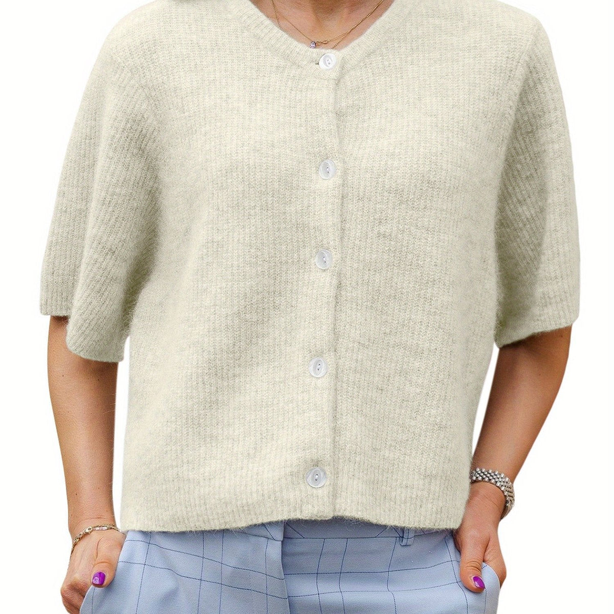 Margie - Cardigan large à manches courtes pour femmes