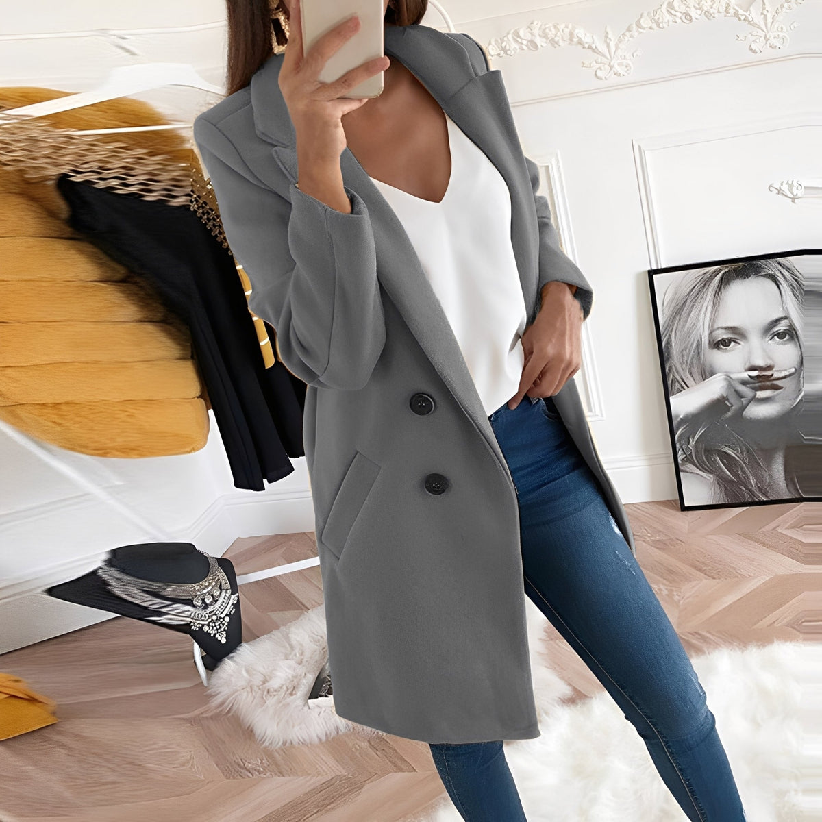 Chantal - Manteau élégant long pour l'hiver pour femmes