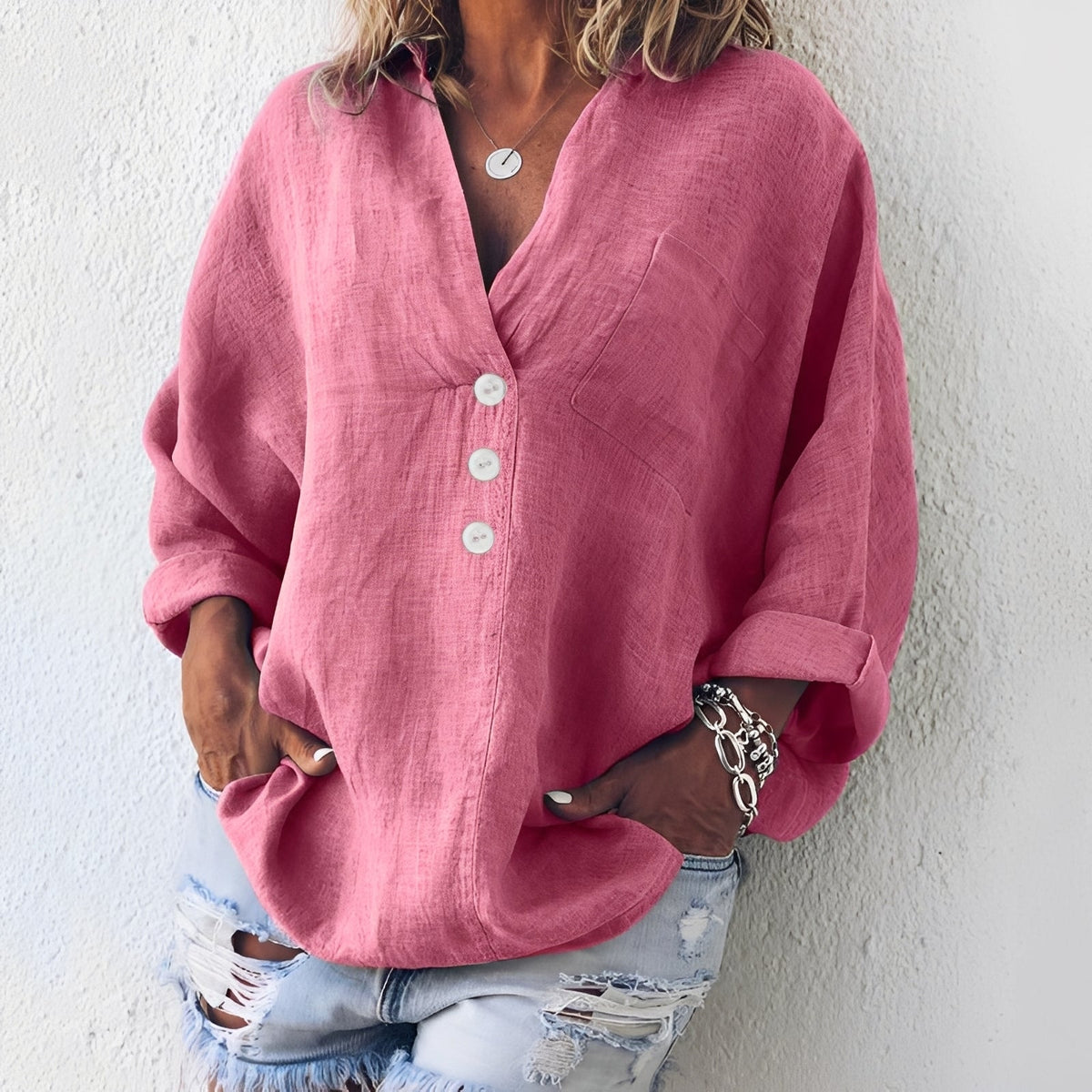 Sandra - Chemise large à manches longues pour femmes