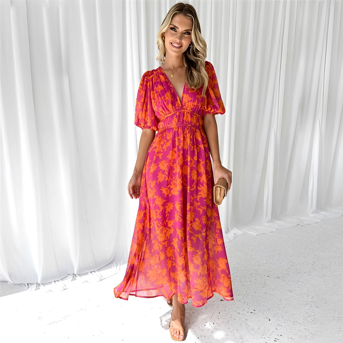 Louisa - Robe Midi Ample à Motif Floral