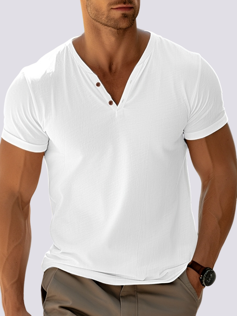 Oliver - Haut vintage à col en V pour hommes