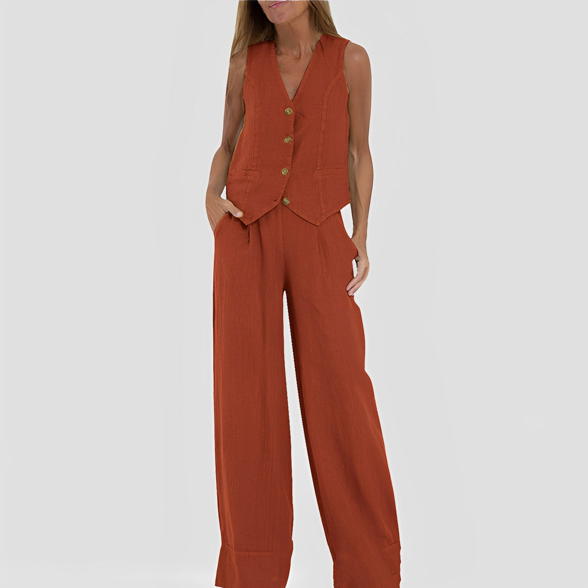 Joan - Ensemble sans manches et pantalon large décontracté pour femmes