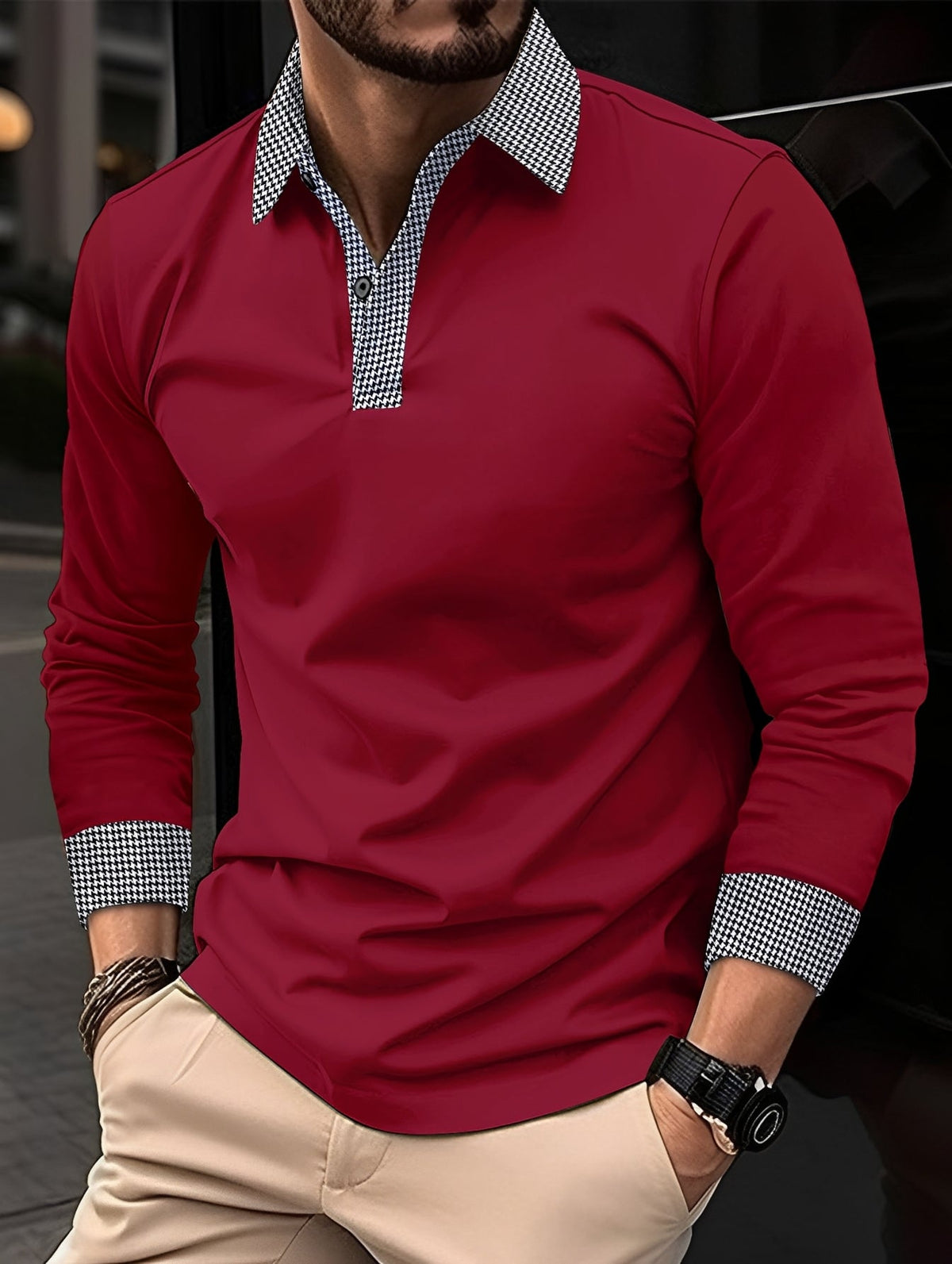 Xander - Polo à manches longues chic pour hommes