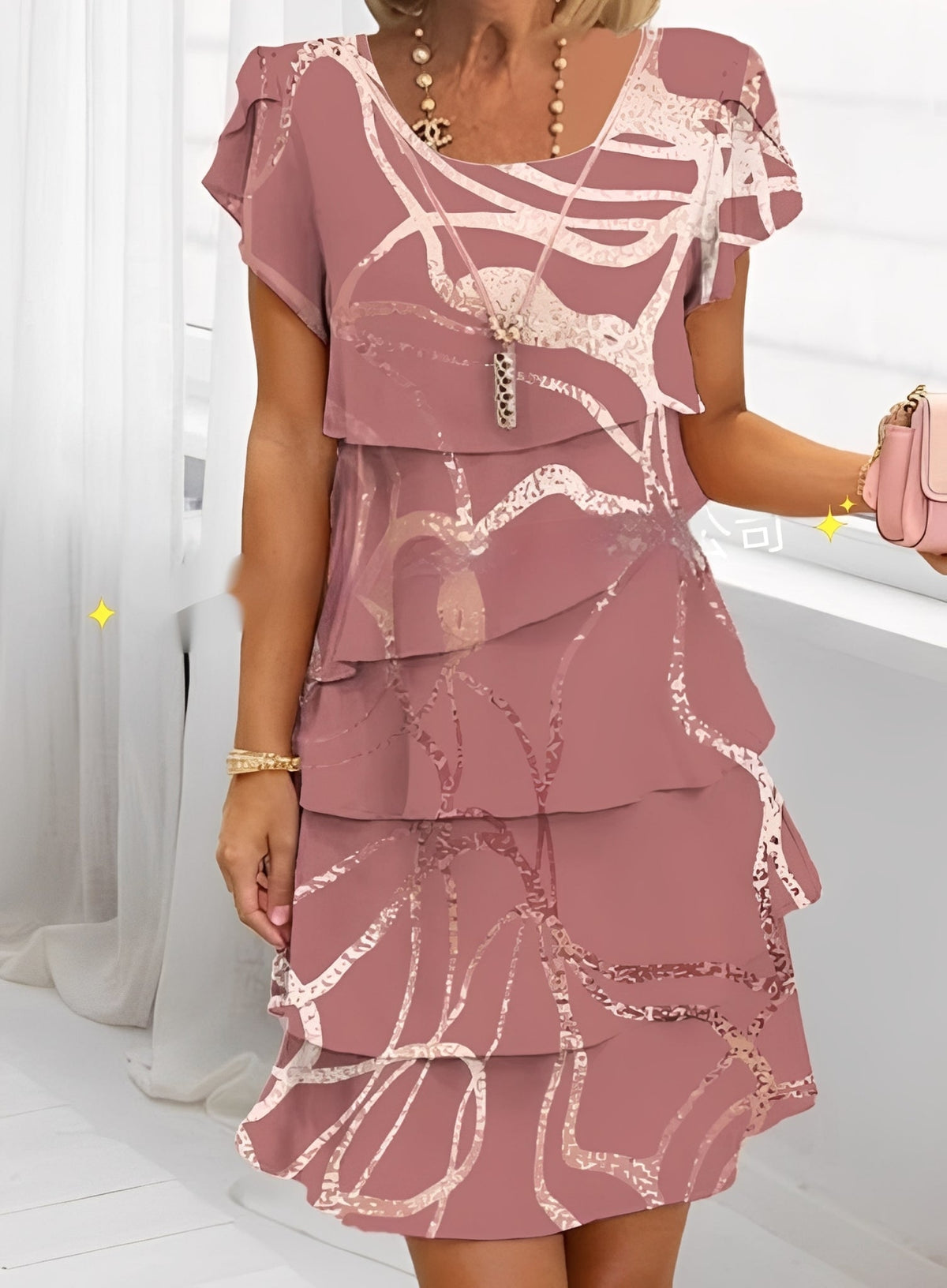 Caroline - Robe élégante à volants avec manches courtes pour femmes