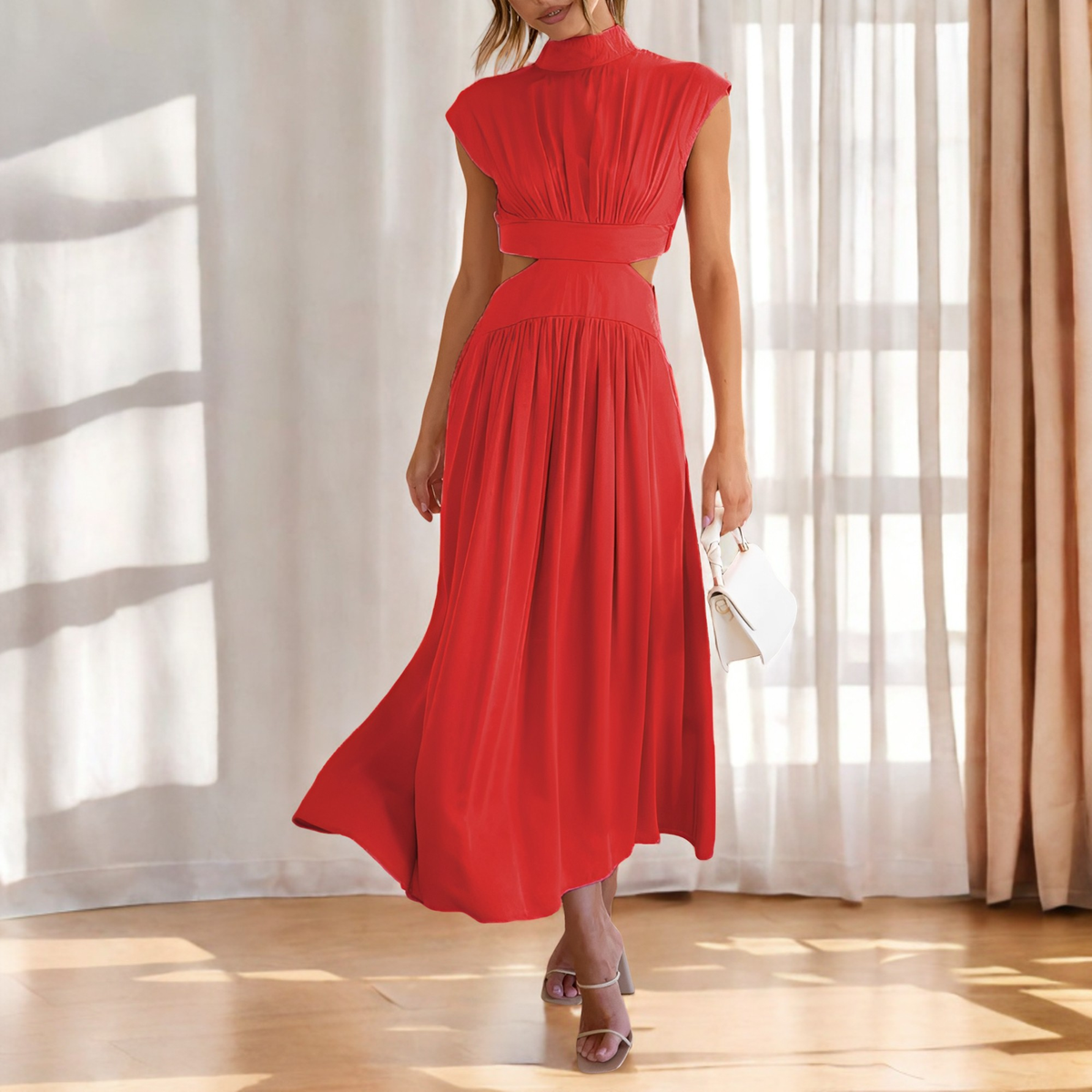 Christina - Robe maxi décontractée avec une taille découpée pour femmes