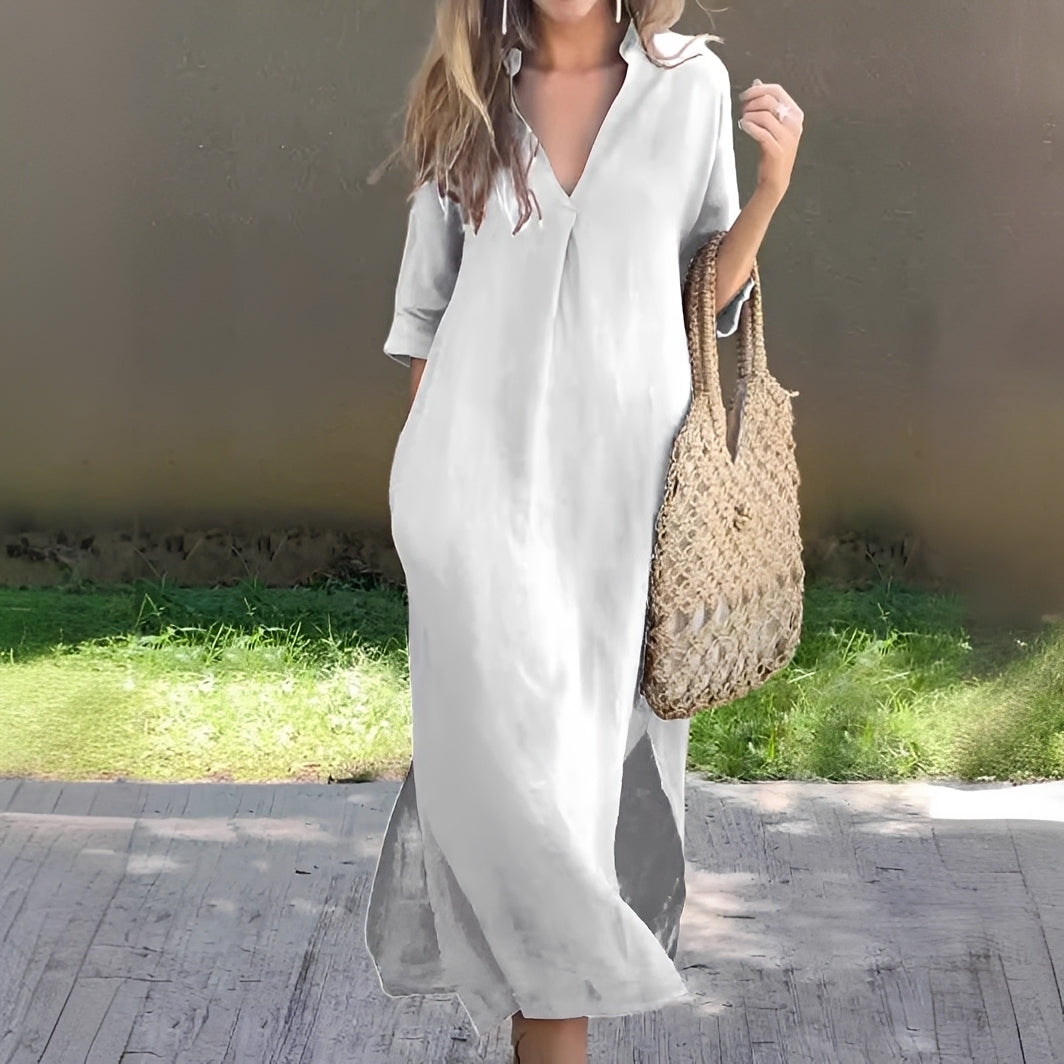 Lucie - Robe ample et décontractée avec col en V pour femmes