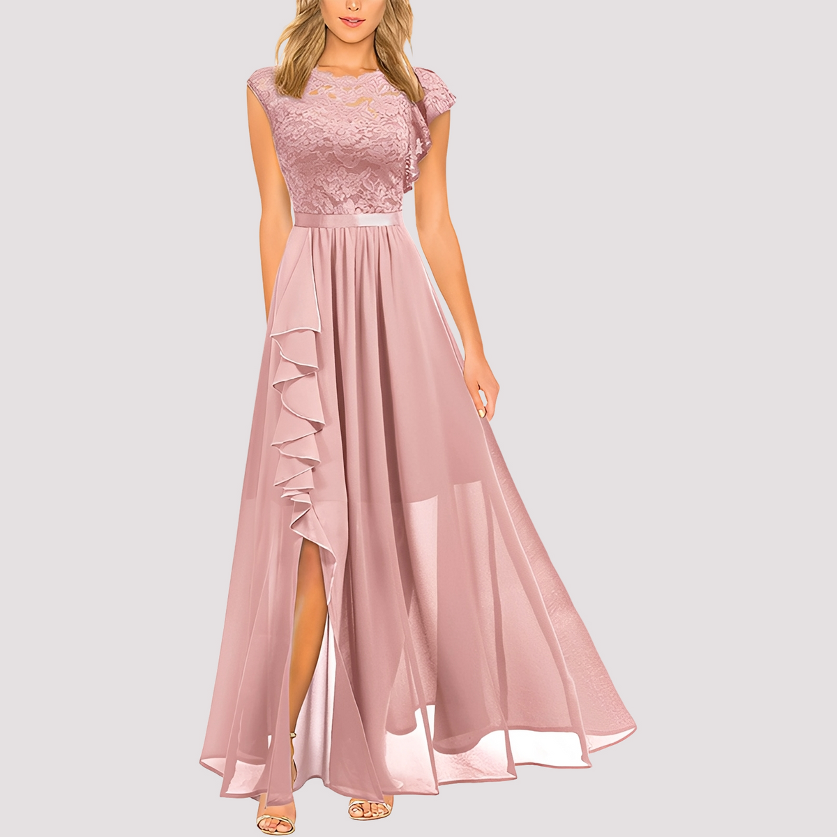 Anne - Robe longue chic à taille haute pour femmes