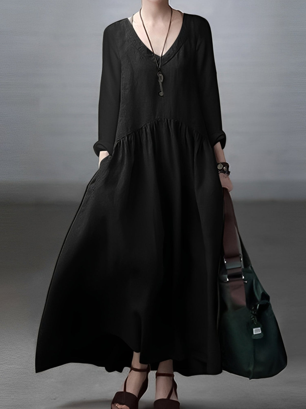Lindy - Robe fluide et décontractée avec col V pour femmes