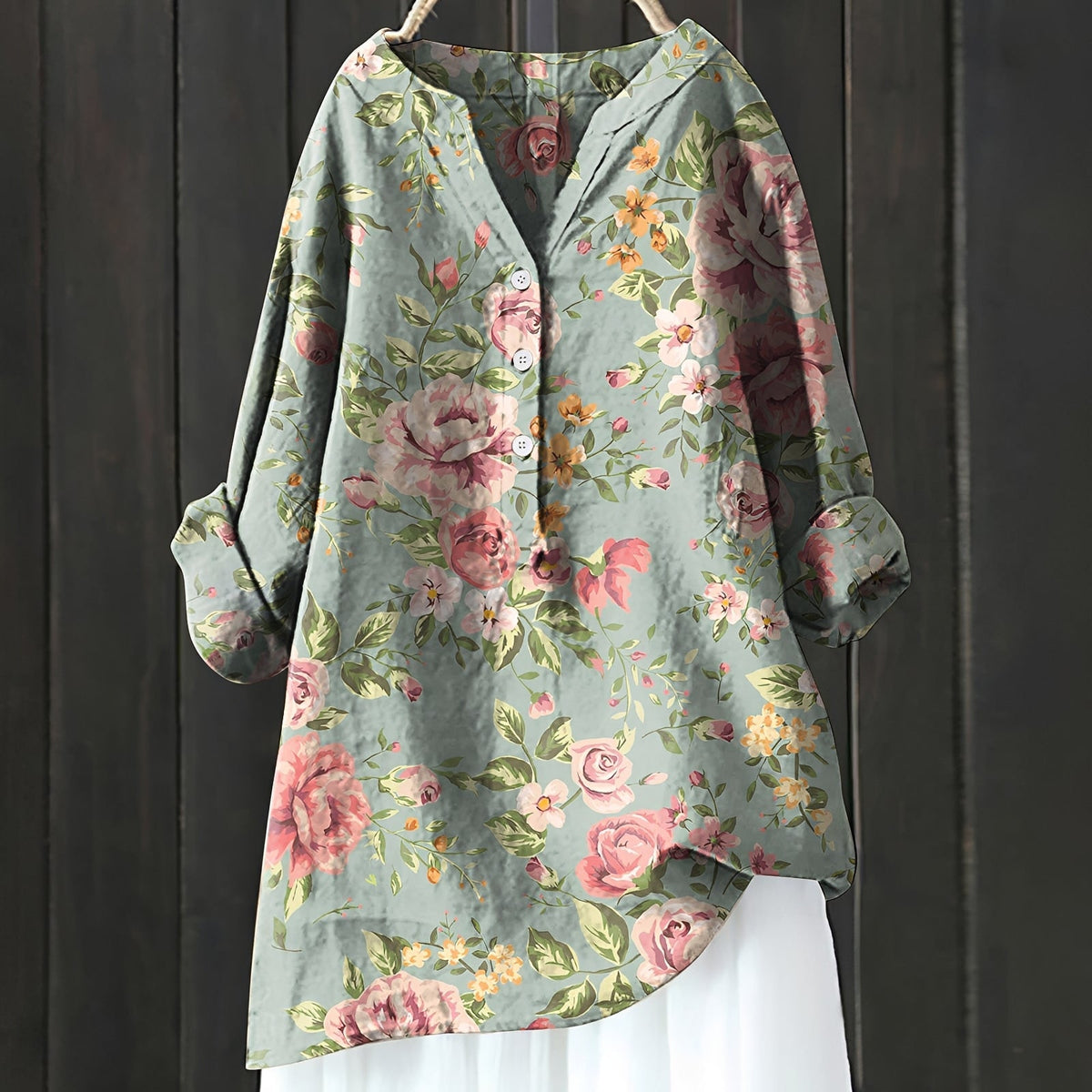 Annie - Chemisier fleuri chic avec demi-boutons pour femmes