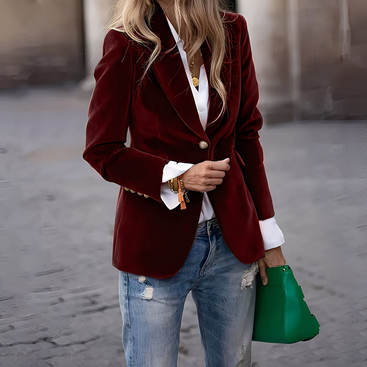 Alise - Blazer en velours élégant et étroitement ajusté pour femmes