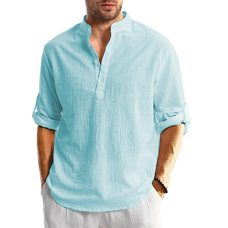 Bryson - Chemise décontractée à manches longues en lin pour homme