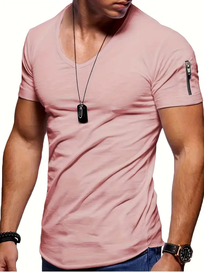 James - T-shirt à col en V pour hommes, style confortable