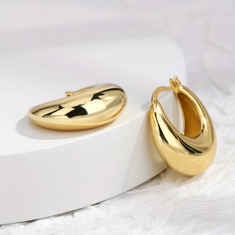 Boucles d'oreilles épaisses en or 18 carats - Boucles d'oreilles ouvertes épaisses