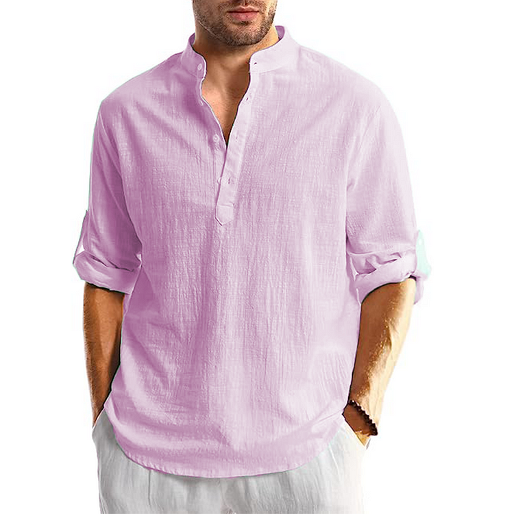 Bryson - Chemise décontractée à manches longues en lin pour homme