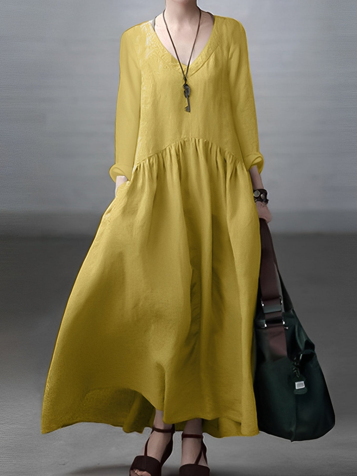 Lindy - Robe fluide et décontractée avec col V pour femmes