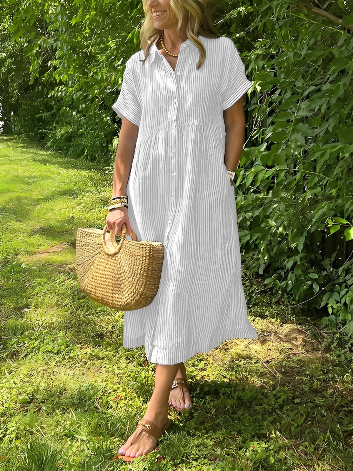 Alana - Robe-chemise à rayures décontractée pour femmes