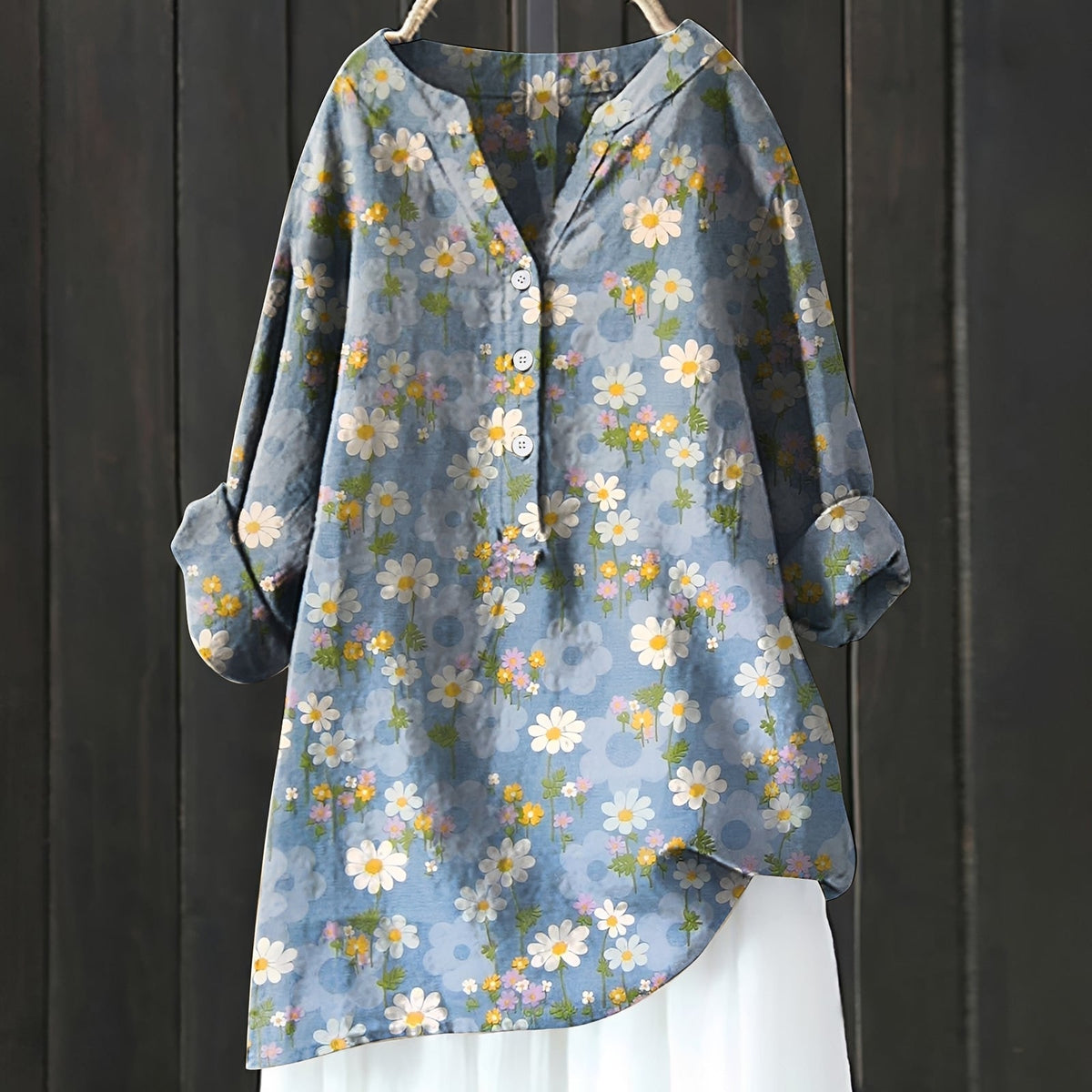 Annie - Chemisier fleuri chic avec demi-boutons pour femmes