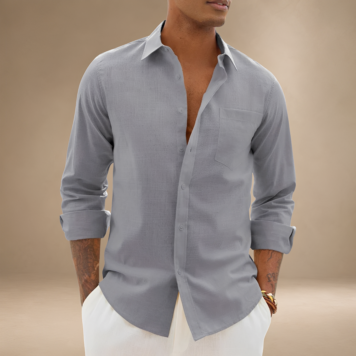 Ajay - Chemise Décontractée à Manches Longues