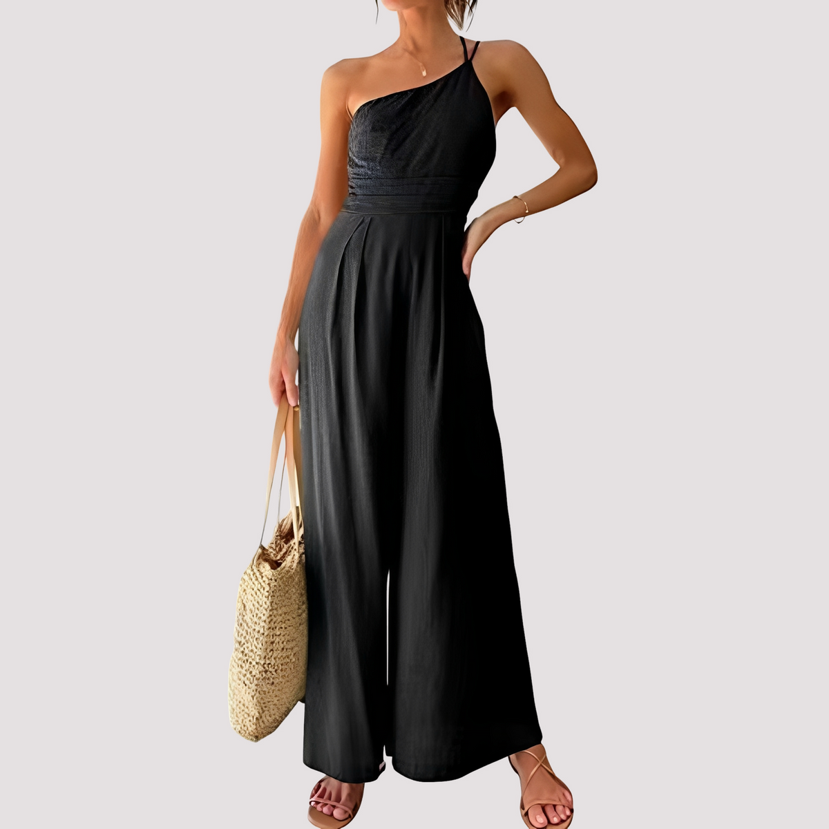 Carla - Combinaison femme élégante à une épaule avec jambes larges