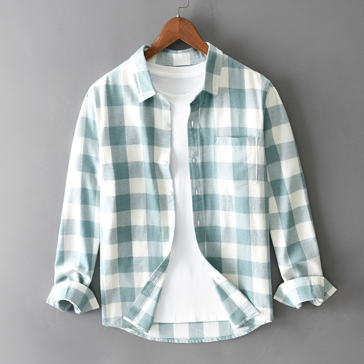 Martin - Chemise à carreaux chic avec volants pour hommes