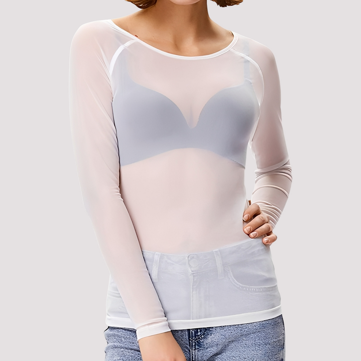 Sophia - Haut casual transparent à manches longues pour femmes