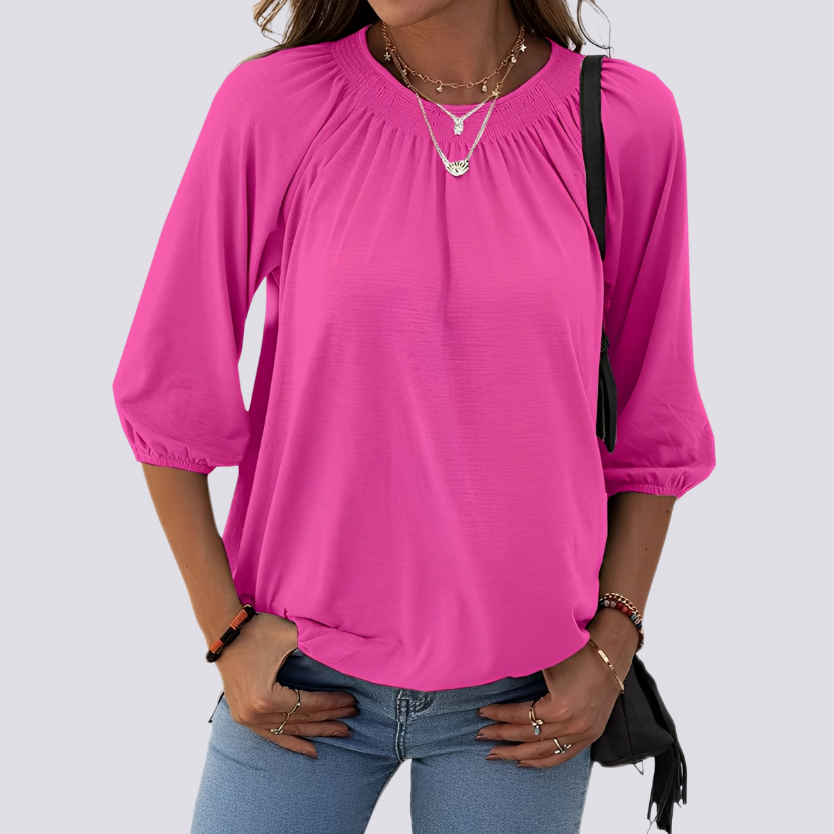 Telsa - Blouse décontractée à col rond pour femmes
