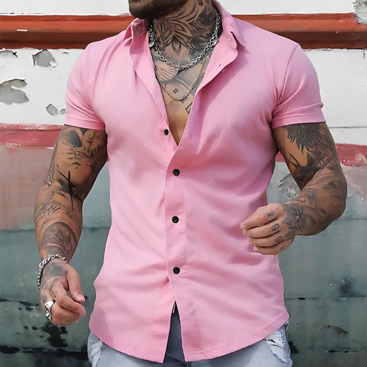 Mark - Chemise décontractée à manches courtes et coupe cintrée pour hommes
