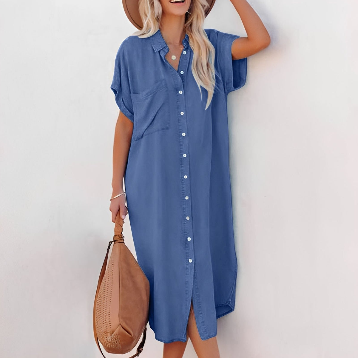 Crystal - Robe-chemise en jean large pour femmes