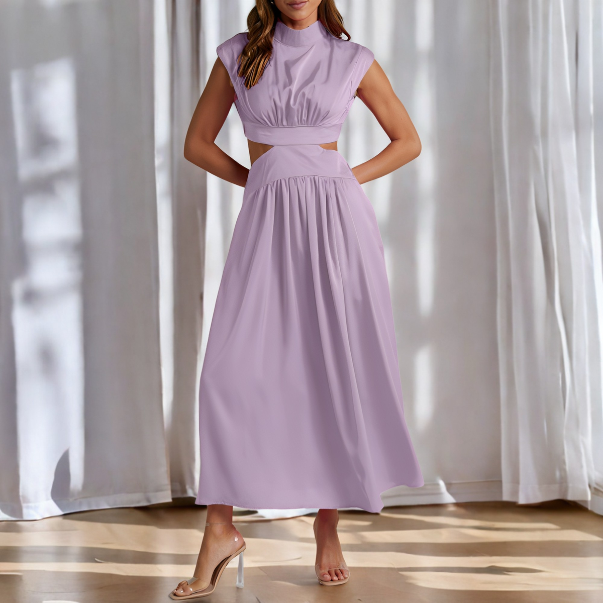 Christina - Robe maxi décontractée avec une taille découpée pour femmes