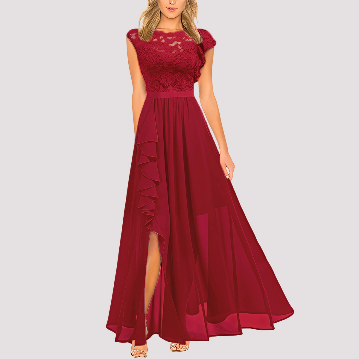 Anne - Robe longue chic à taille haute pour femmes