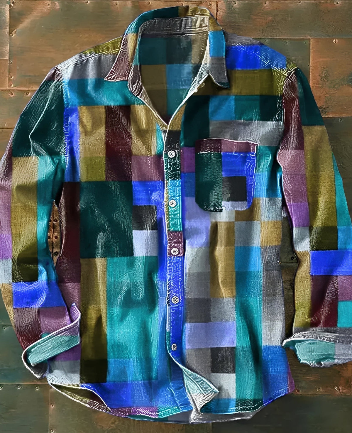 Theo - Chemise classique à manches longues avec motif pour hommes