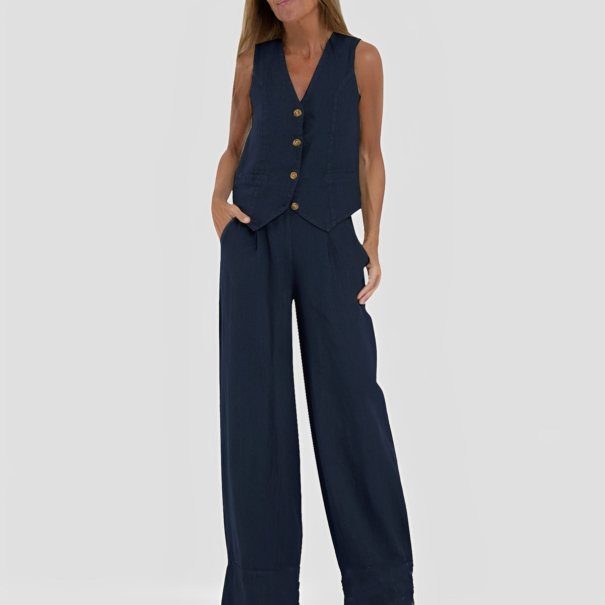 Joan - Ensemble sans manches et pantalon large décontracté pour femmes
