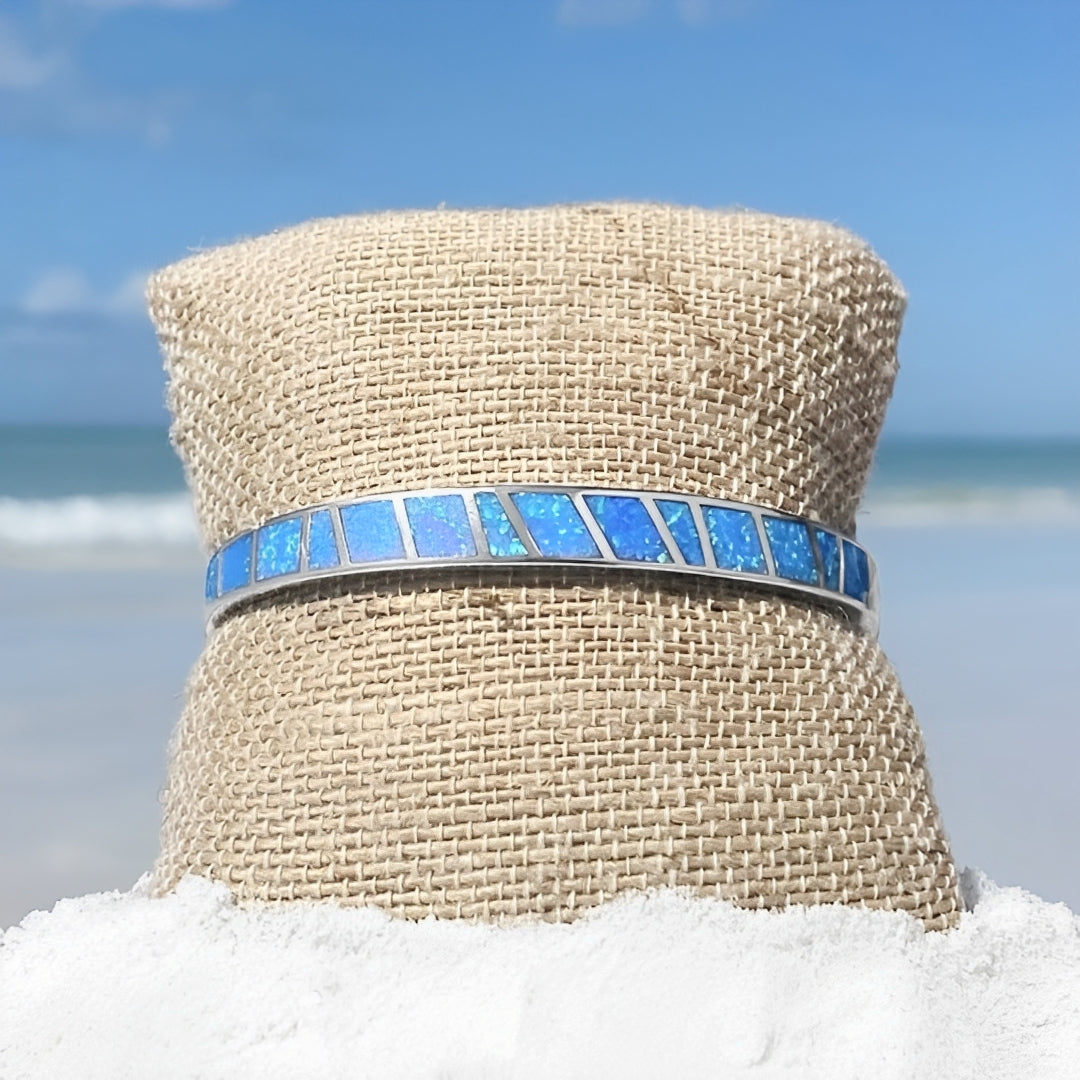 Ocean – Bracelet en opale bleue et argent