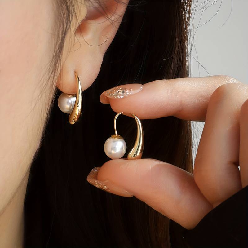 Boucle d'oreille goutte d'eau de perles - Boucle d'oreille goutte d'eau avec fermoir de perles