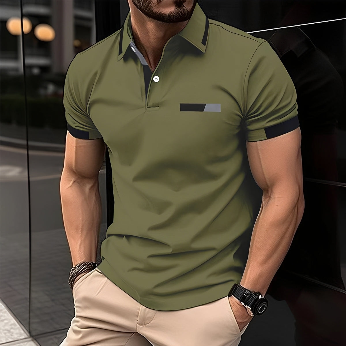 Julian - Polo élégant et sportif avec col rabattable pour hommes