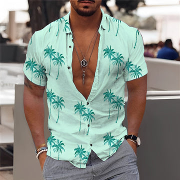 Hector - Chemise masculine chic avec motif de palmiers
